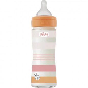 Бутылочка стекляная CHICCO WB ORANGE GIR 240 мл медленый поток