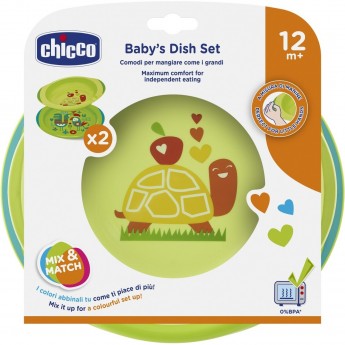 Набор тарелок CHICCO, 12м+, 2 шт., зеленый