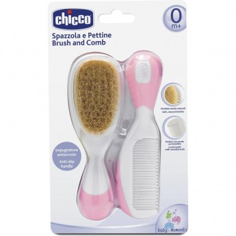 Расческа и щетка натуральная CHICCO розовый