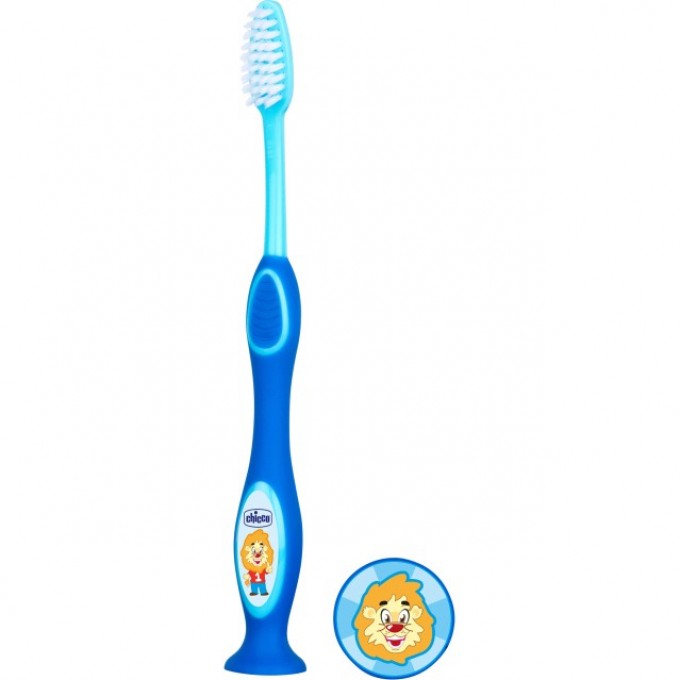 Зубная щетка детская для чистки зубов CHICCO (голубая/зеленая), 3-6 лет 9079200000